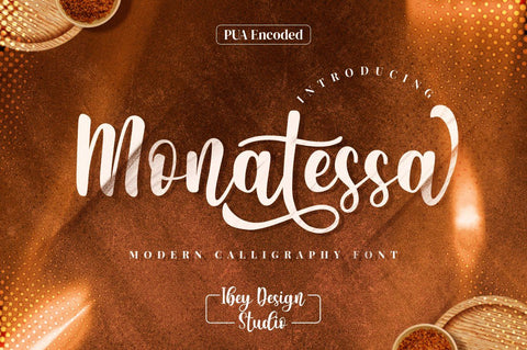 Monatessa - Modern Calligraphy font Font Ibey Design 