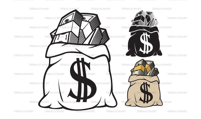Money bag with dollar sign SVG TribaliumArtSF 