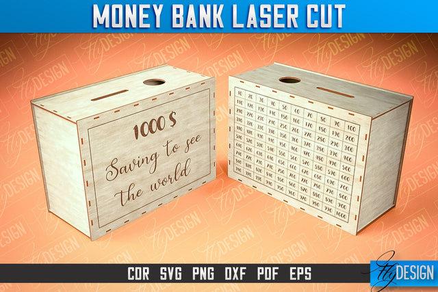 Money Bank Laser Cut | Box Laser Cut SVG Design SVG Fly Design 