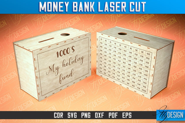 Money Bank Laser Cut | Box Laser Cut SVG Design SVG Fly Design 