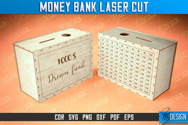 Money Bank Laser Cut | Box Laser Cut SVG Design SVG Fly Design 