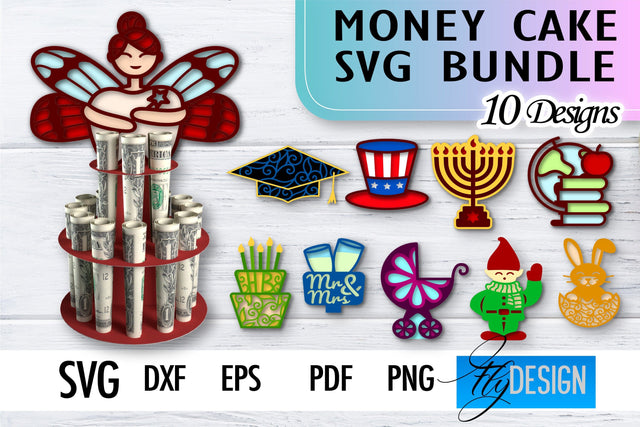 Money Cake SVG | Money Holder SVG Design | Gift SVG Design SVG Fly Design 
