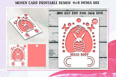 Money card. Baby Shower Money card Gift PNG. SVG Samaha Design 