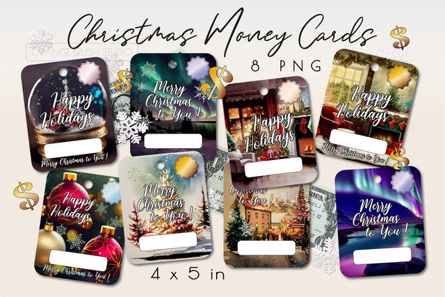 Money Card Bundle Merry Christmas Card Holder PNG Designs SVG OrangeBrushStudio 