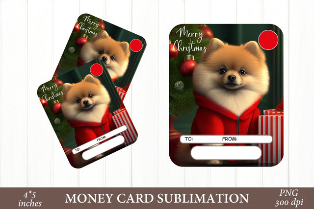 Money Card Christmas Dog PNG. Cute Dog Sublimation PNG Sublimation Olga Terlyanskaya 