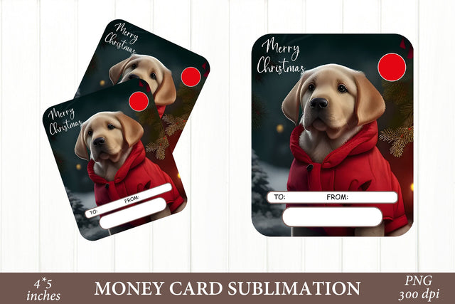 Money Card Christmas Dog PNG. Money Card Holder PNG Sublimation Olga Terlyanskaya 