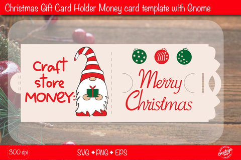Money card holder for Crafters with Gnome| Christmas gift card holder template SVG SVG Createya Design 