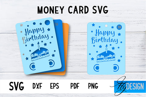 Money Card SVG | Happy Birthday Money Holder | HB Design SVG Fly Design 