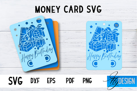Money Card SVG | Happy Birthday Money Holder | HB Design SVG Fly Design 