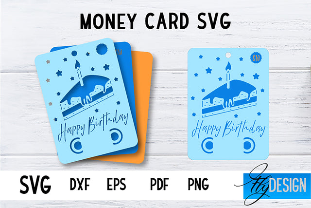 Money Card SVG | Happy Birthday Money Holder | HB Design SVG Fly Design 