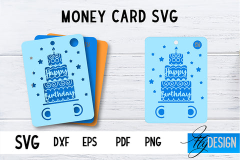 Money Card SVG | Happy Birthday Money Holder | HB Design SVG Fly Design 