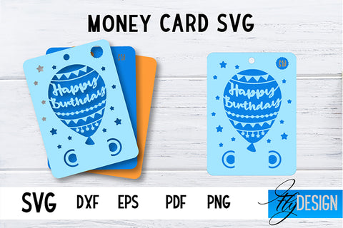 Money Card SVG | Happy Birthday Money Holder | HB Design SVG Fly Design 