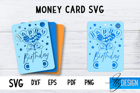 Money Card SVG | Happy Birthday Money Holder | HB Design SVG Fly Design 