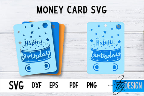 Money Card SVG | Happy Birthday Money Holder | HB Design SVG Fly Design 