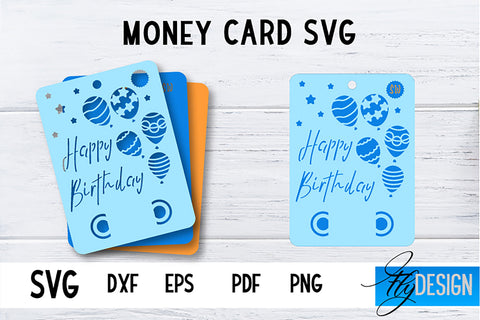 Money Card SVG | Happy Birthday Money Holder | HB Design SVG Fly Design 