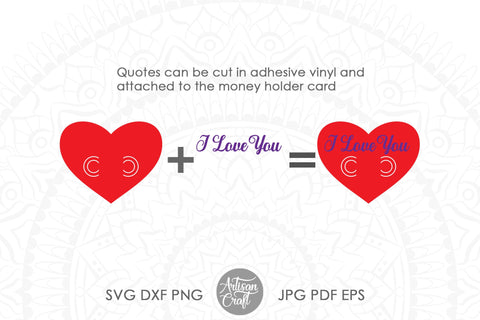 Money card template with heart for Valentines SVG Artisan Craft SVG 