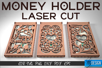 Money Holder Laser Cut SVG | Money Holder SVG Design | CNC Files SVG Fly Design 