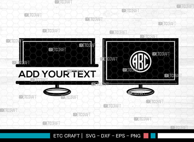 Monitor Monogram SVG, Desktop Svg, Computer Svg, CPU Svg, Keyboard Svg, Split Monogram Svg, Mouse Svg, Circle Monogram Svg SVG ETC Craft 