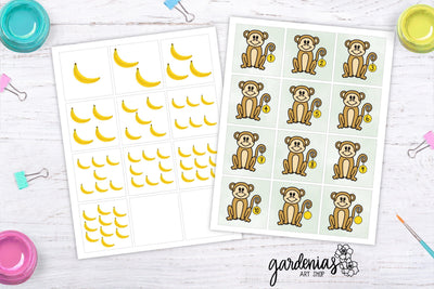 Monkey and Bananas Matching Counting Game Sublimation Gardenias Art Shop 
