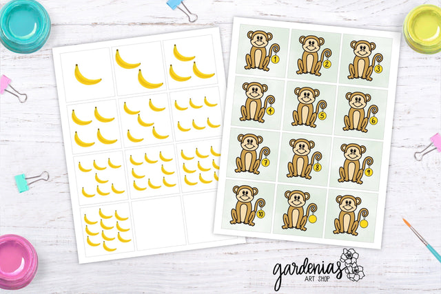 Monkey Bananas Counting Matching Game Sublimation Gardenias Art Shop 
