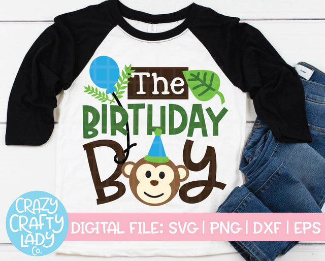Monkey Birthday Boy | Jungle Birthday Party SVG Cut File SVG Crazy Crafty Lady Co. 