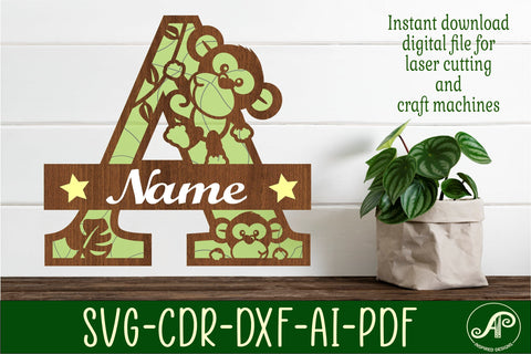 Monkey Capital Monogram Letter A SVG SVG APInspireddesigns 