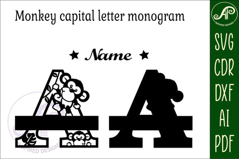 Monkey Capital Monogram Letter A SVG SVG APInspireddesigns 