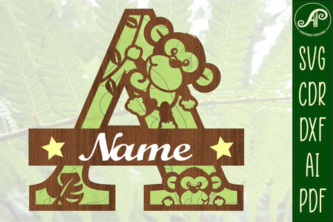 Monkey Capital Monogram Letter A SVG SVG APInspireddesigns 