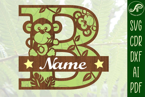 Monkey Capital Monogram Letter B SVG SVG APInspireddesigns 