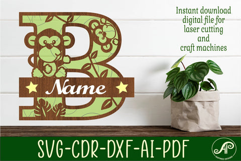 Monkey Capital Monogram Letter B SVG SVG APInspireddesigns 
