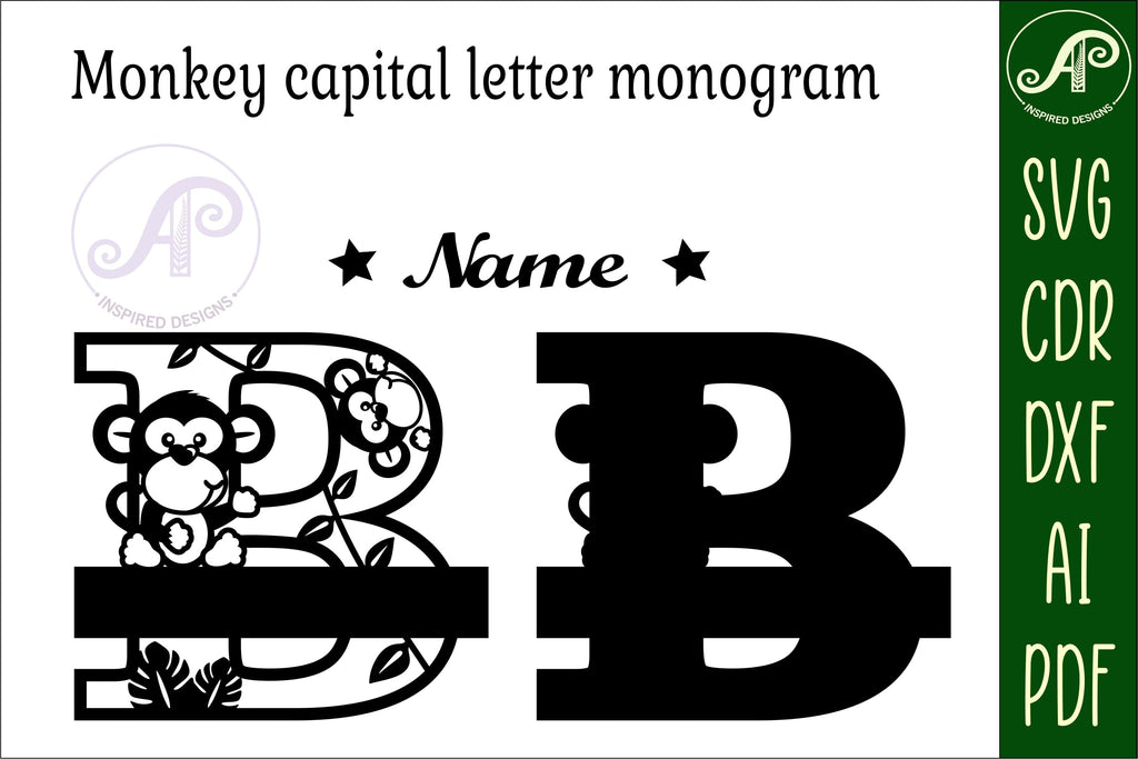 Monkey Capital Monogram Letter B SVG - So Fontsy