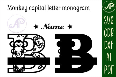 Monkey Capital Monogram Letter B SVG SVG APInspireddesigns 
