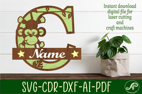 Monkey Capital Monogram Letter C SVG SVG APInspireddesigns 