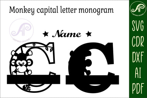 Monkey Capital Monogram Letter C SVG SVG APInspireddesigns 