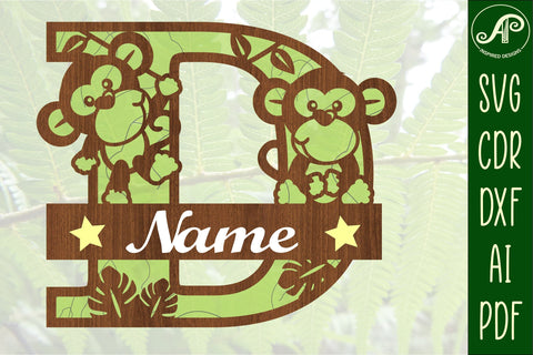 Monkey Capital Monogram Letter D SVG SVG APInspireddesigns 