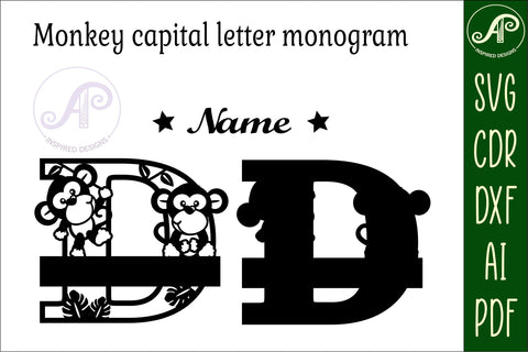 Monkey Capital Monogram Letter D SVG SVG APInspireddesigns 