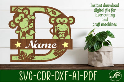 Monkey Capital Monogram Letter D SVG SVG APInspireddesigns 