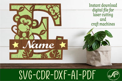 Monkey Capital Monogram Letter E SVG SVG APInspireddesigns 