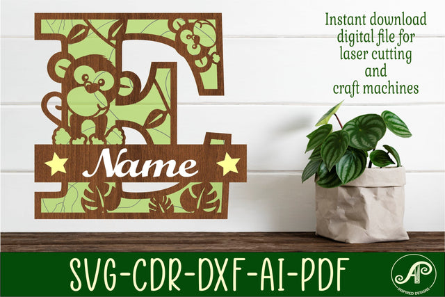 Monkey Capital Monogram Letter E SVG SVG APInspireddesigns 