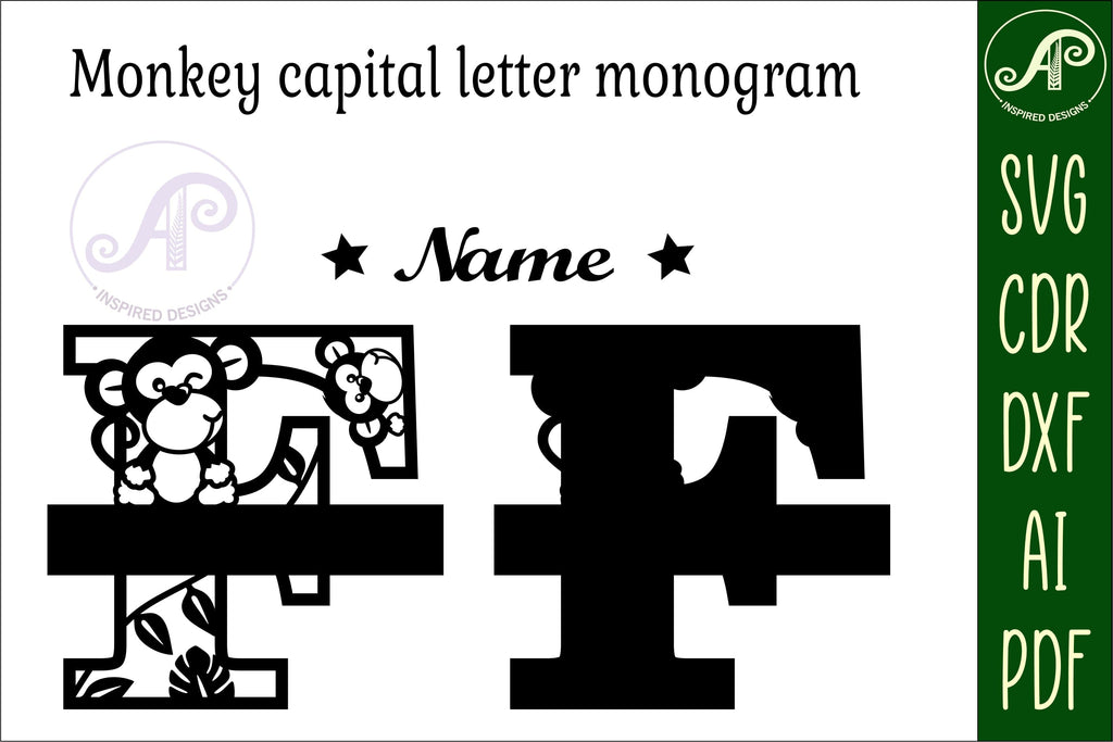 Monkey Capital Monogram Letter F SVG - So Fontsy