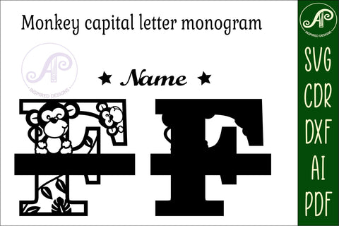 Monkey Capital Monogram Letter F SVG SVG APInspireddesigns 