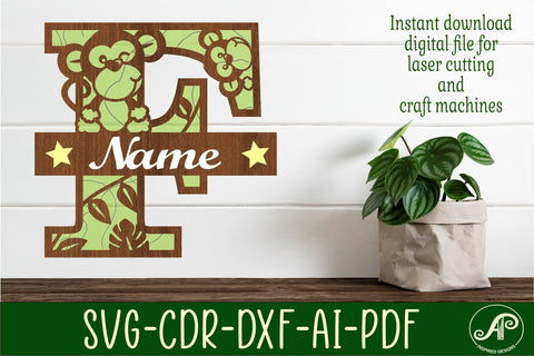 Monkey Capital Monogram Letter F SVG SVG APInspireddesigns 