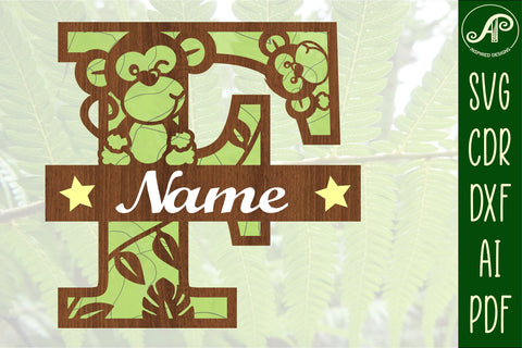 Monkey Capital Monogram Letter F SVG SVG APInspireddesigns 