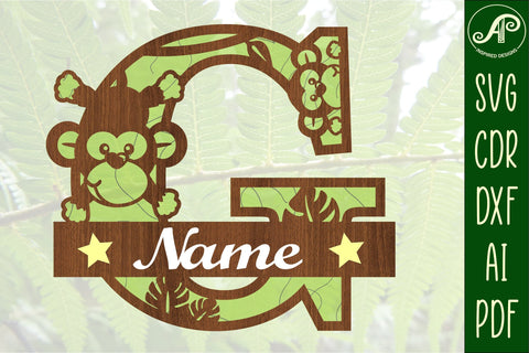 Monkey Capital Monogram Letter G SVG SVG APInspireddesigns 