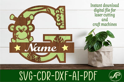 Monkey Capital Monogram Letter G SVG SVG APInspireddesigns 