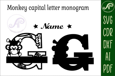 Monkey Capital Monogram Letter G SVG SVG APInspireddesigns 