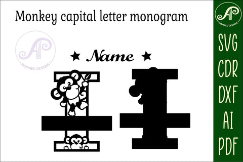 Monkey Capital Monogram Letter I SVG SVG APInspireddesigns 