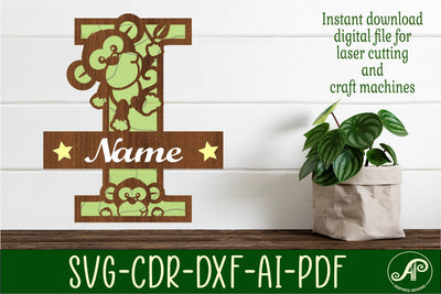 Monkey Capital Monogram Letter I SVG SVG APInspireddesigns 