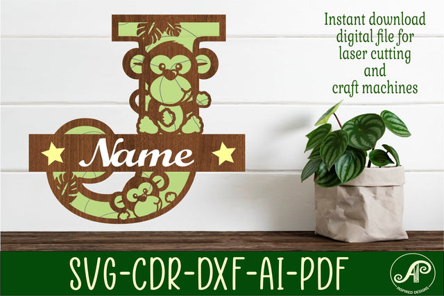 Monkey Capital Monogram Letter J SVG SVG APInspireddesigns 
