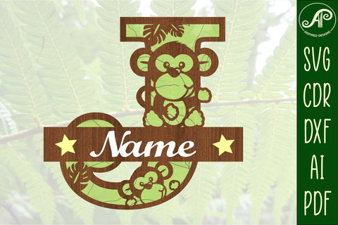 Monkey Capital Monogram Letter J SVG SVG APInspireddesigns 